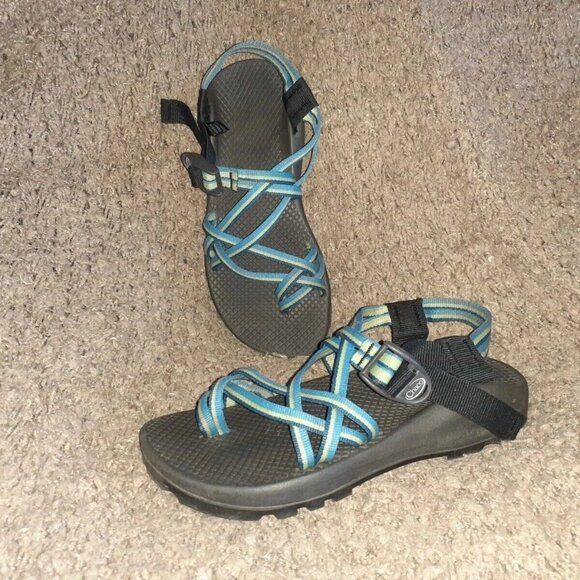 CHACO ZX/2-Ecotread Sandal-Blue/Green Sport Strappy Water Hiking-Sz 7-Excellent - Picture 1 of 7